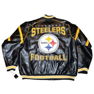 NWT GIII Pittsburgh Steelers NFL License Faux Leather Jacket Men's Size XL